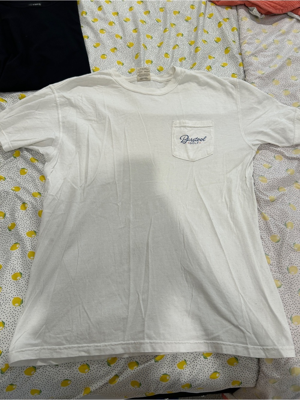 Barstool golf Comfort Colors White Short Sleeve Pocket Tee